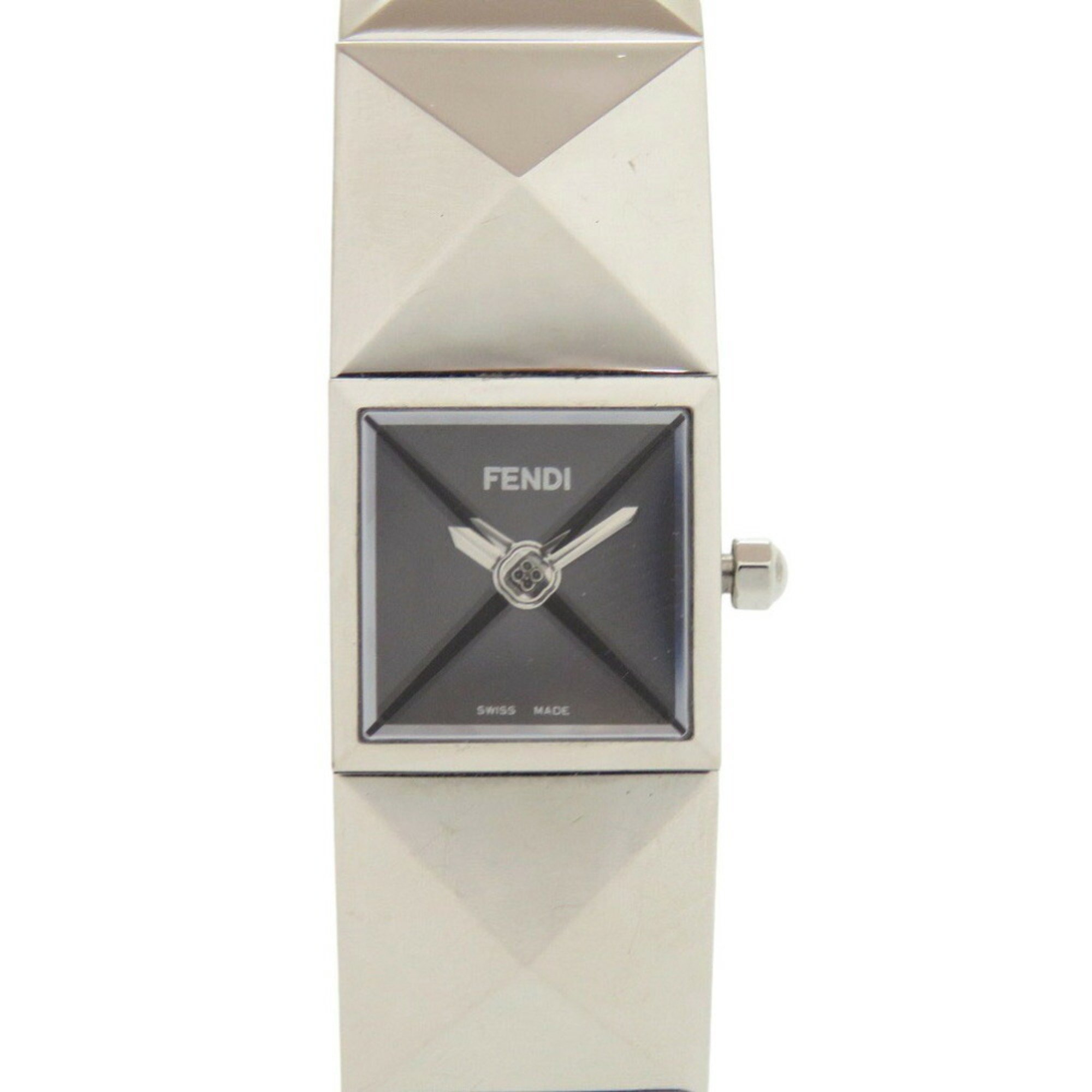 Fendi Pyramid 4250l Stainless Steel Black And Silver Quartz Watch With Dial 1...